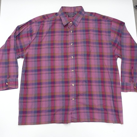 Samsons Shirt Men's Big 2X Multicolor Plaid Cotton Front Pockets Fit Button-Up - Picture 1 of 8